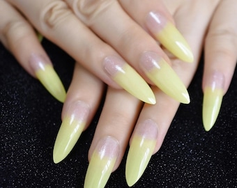 Yellow fake nails
